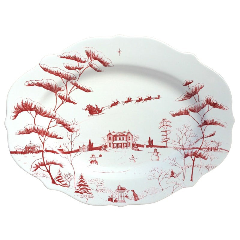 Country Estate Winter Frolic Ruby Serving Platter