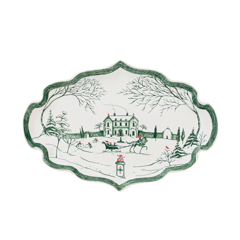 Country Estate Winter Frolic Evergreen 7" Tray