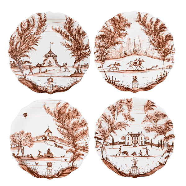 Country Estate Harvest Sepia Party Plates, Set/4