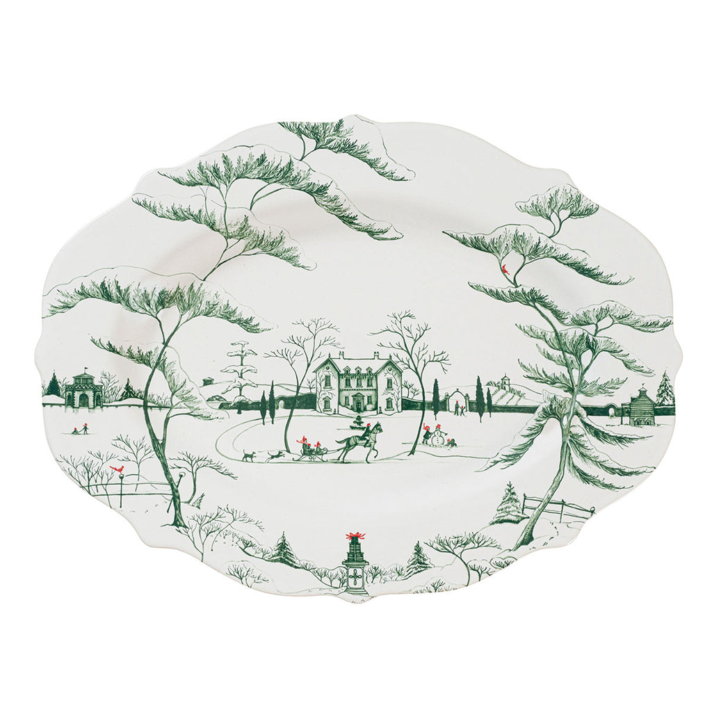 Country Estate Winter Frolic Evergreen 18" Serving Platter