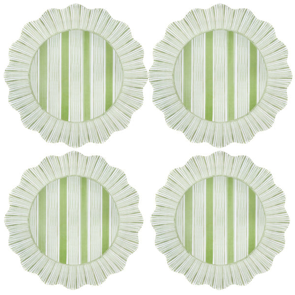 Cabana Stripe Seagrass Melamine Dinner Plates, Set/4