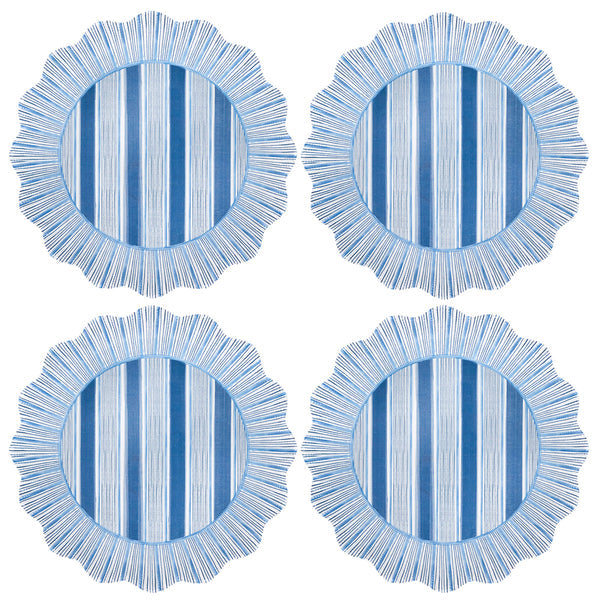 Cabana Stripe Ocean Melamine Dinner Plates, Set/4