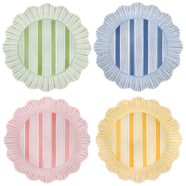 Cabana Stripe Assorted Melamine Dinner Plates, Set/4