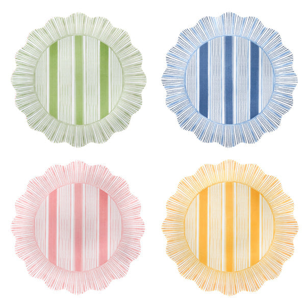 Cabana Stripe Assorted Melamine Dessert/Salad Plates, Set/4