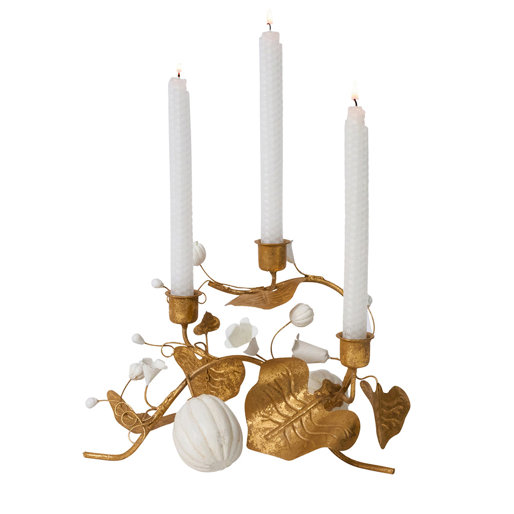 Forest Walk Pumpkin & Vine Triple Candlestick Holder