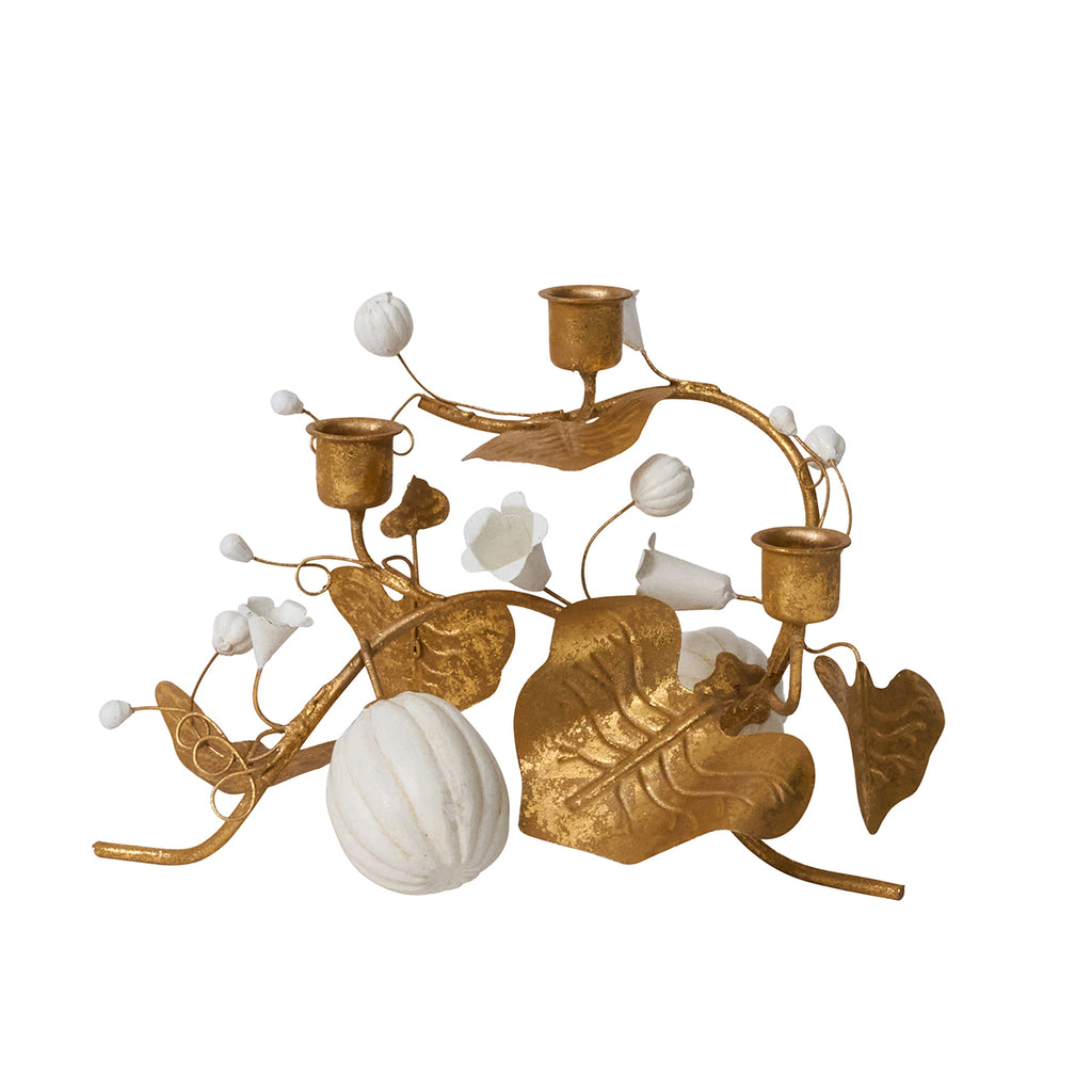 Forest Walk Pumpkin & Vine Triple Candlestick Holder
