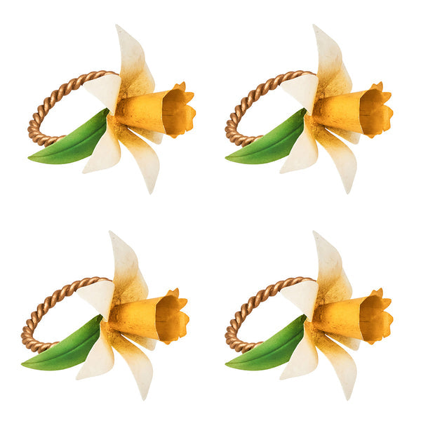 Meadow Walk Yellow Daffodil Napkin Rings, Set/4