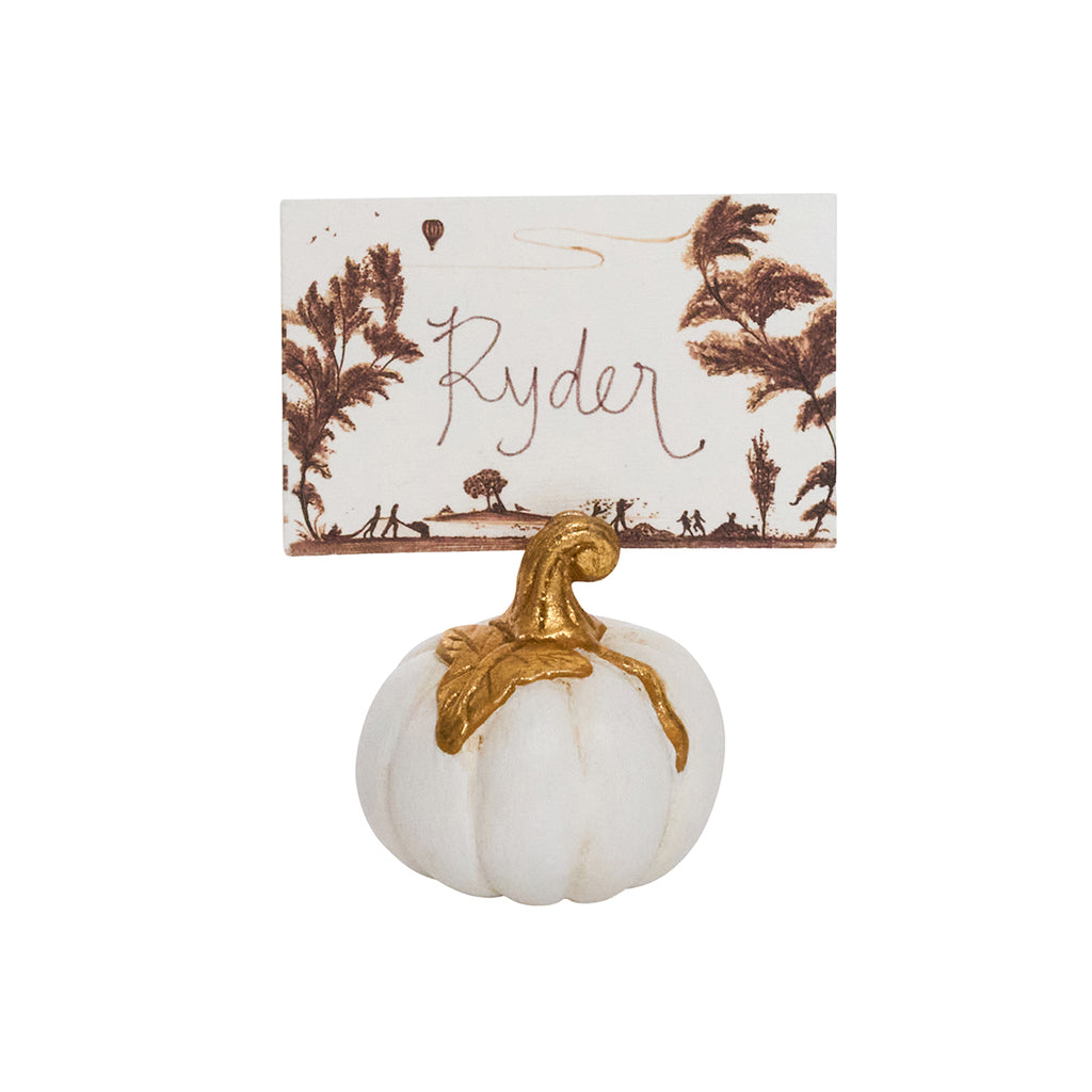 Forest Walk Gold Pumpkin Place Card Holders, Set/4