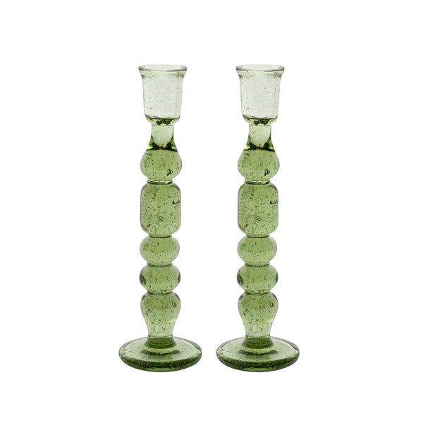 Provence Basil 9" Candlesticks, Set/2