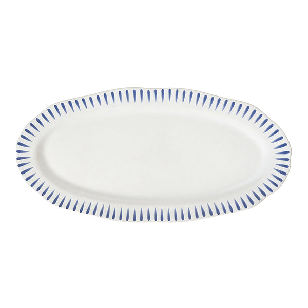 Sitio Stripe Delft Blue 15" Hostess Tray