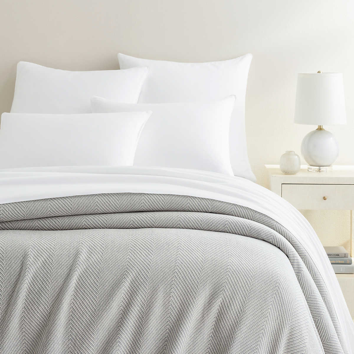 Herringbone Grey/Ivory Blanket - Main Image