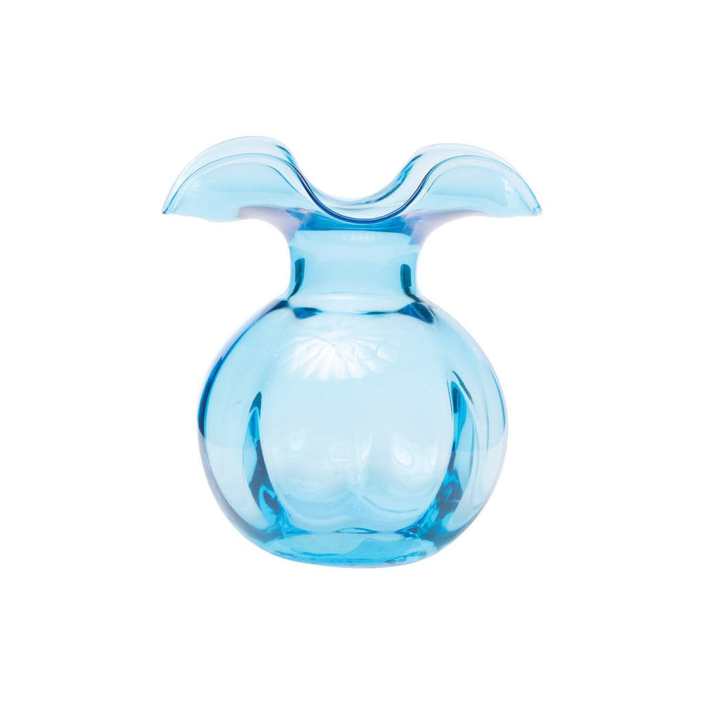 Aqua Hibiscus Glass Bud Vase