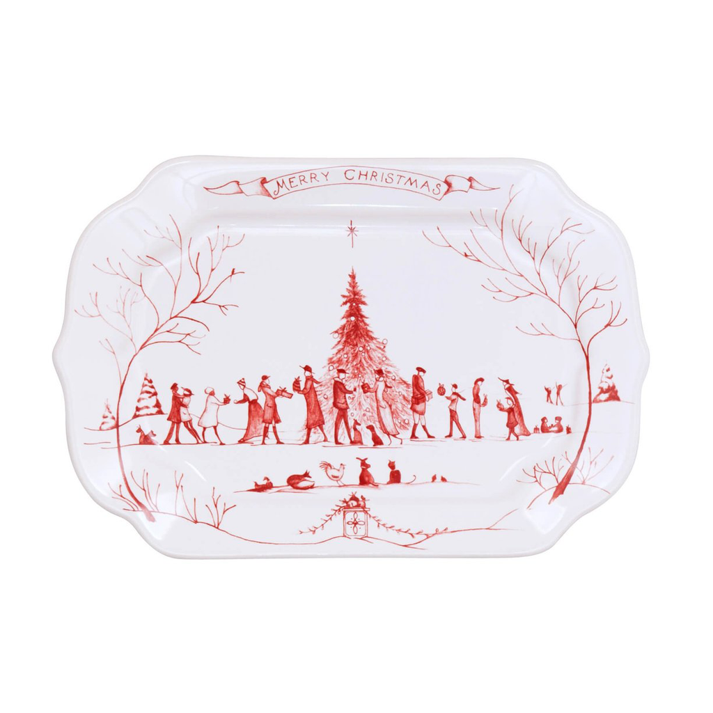 Country Estate Winter Frolic Ruby Gift Tray "Merry Christmas"