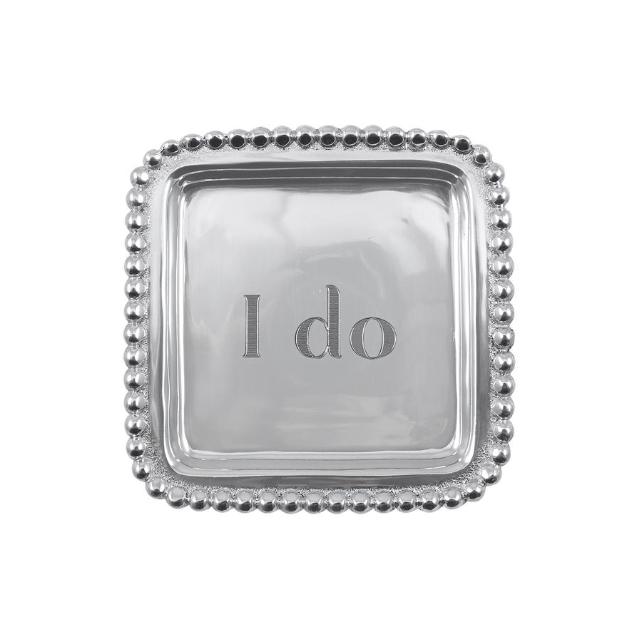 "I Do" Beaded Square Tray