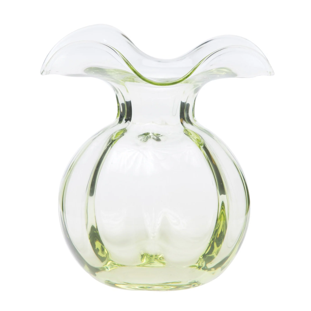 Green Hibiscus Glass Medium Fluted Vase